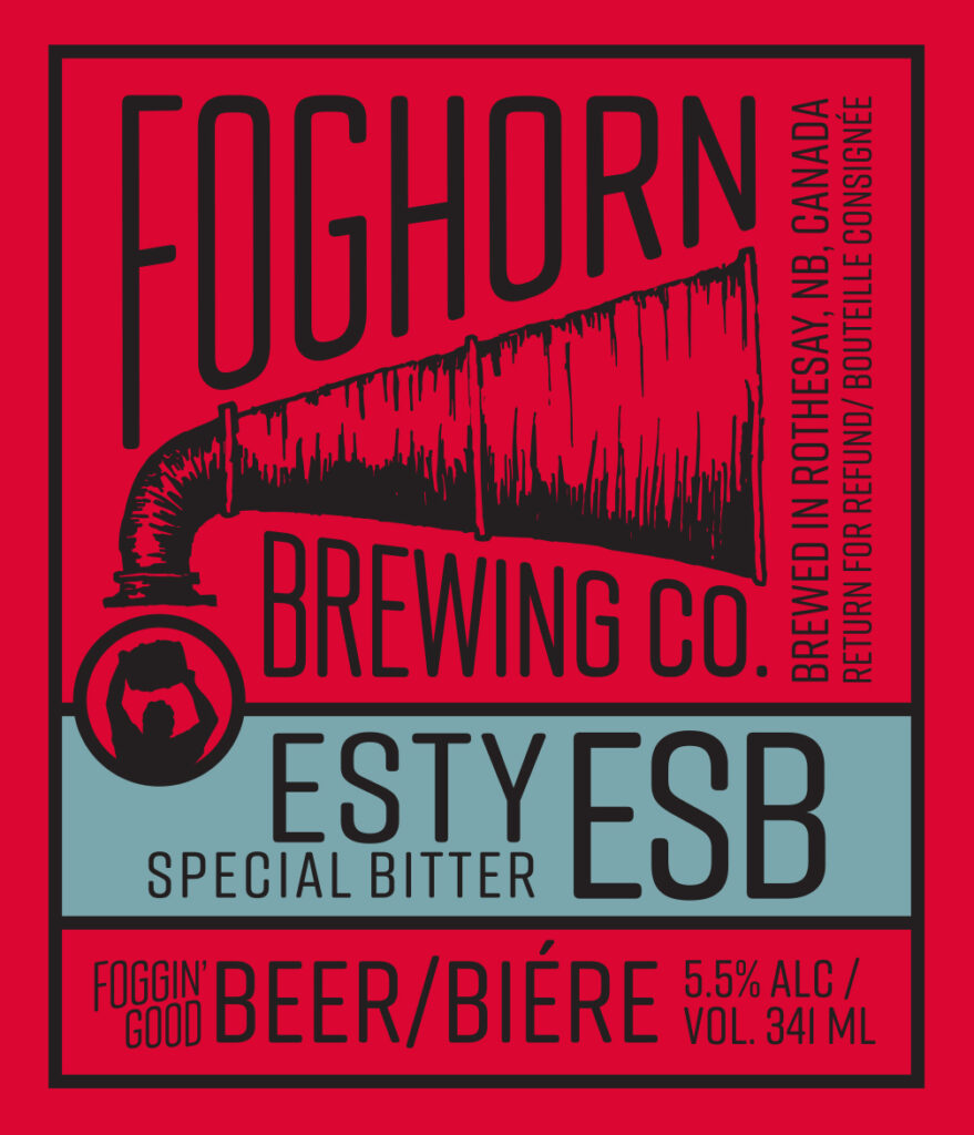 Red and blue promo poster for Foghorn Brewing company.